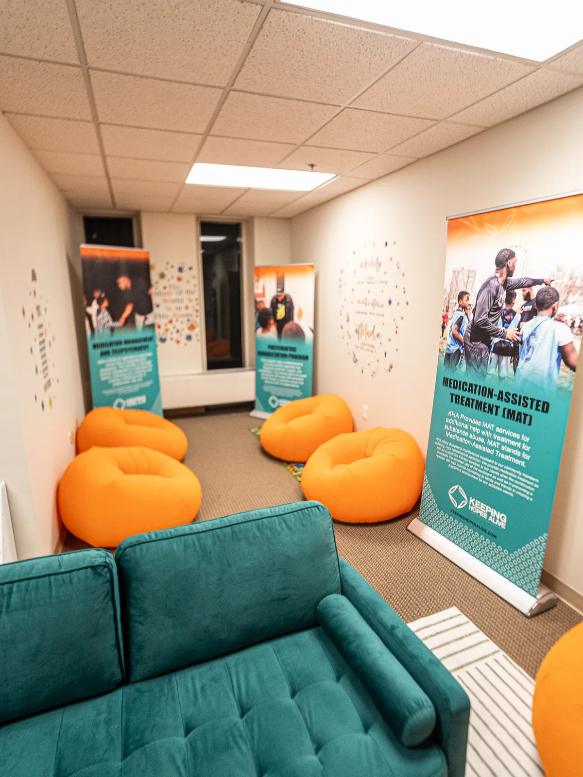 Comfortable recovery lounge seating at the KHA clinic